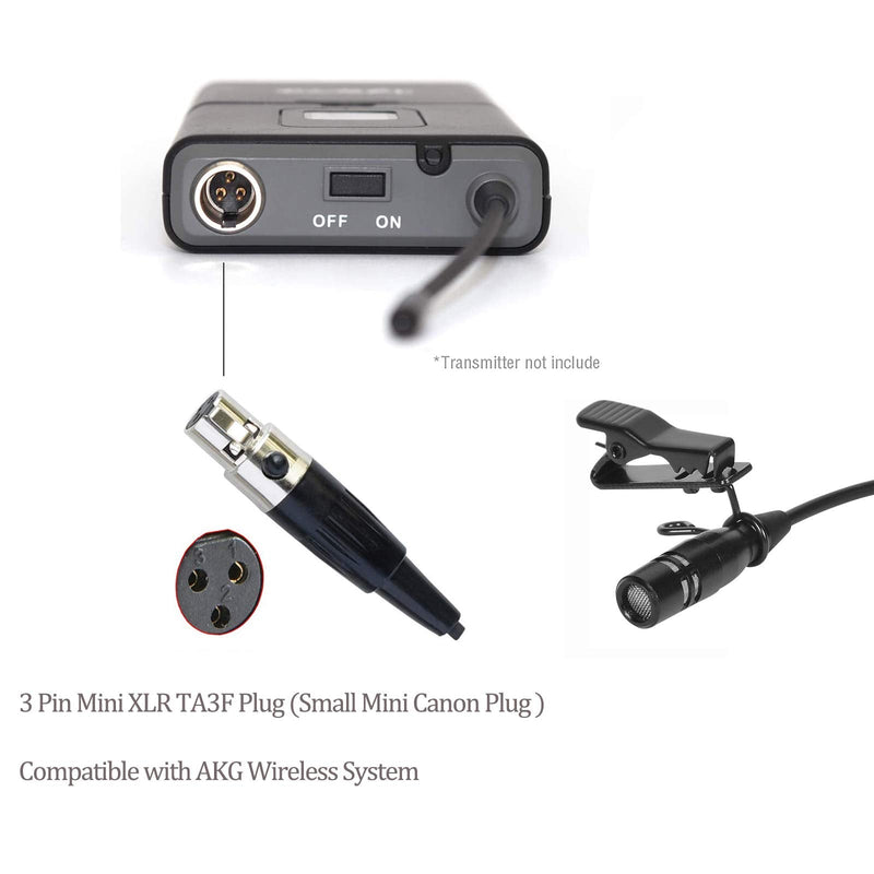 [AUSTRALIA] - Lavalier Microphone Lapel Microphone Compatible with AKG Samson Wireless Transmitter - Unidirectional Condenser Mic - Mini XLR TA3F Plug Mini XLR TA3F Plug for AKG Only 