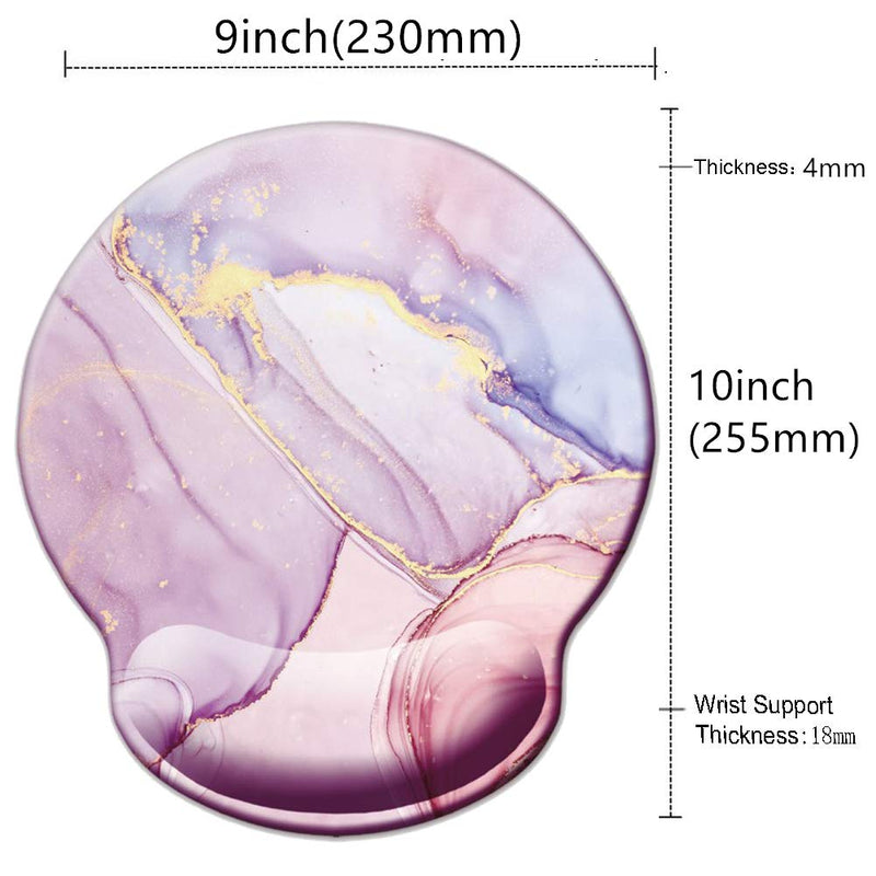 Memory Foam Wrist Support Mouse Pad Comfortable Padded Wrist Mousepads 9in X10in Desktop Notebook Mouse Mat (Marble Pretty Pink-Foam) Marble Pretty Pink-Foam