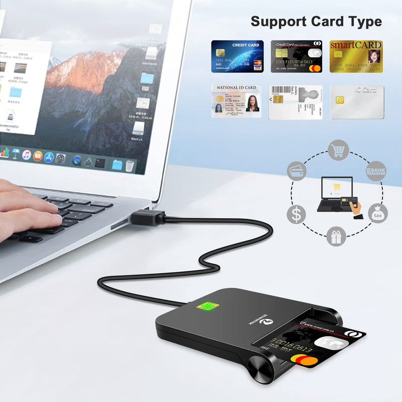 ZOWEETEK CAC Reader Military, CAC Card Reader Military, Smart Card Reader Military, Compatible with Windows, Mac OS and Linux USB A