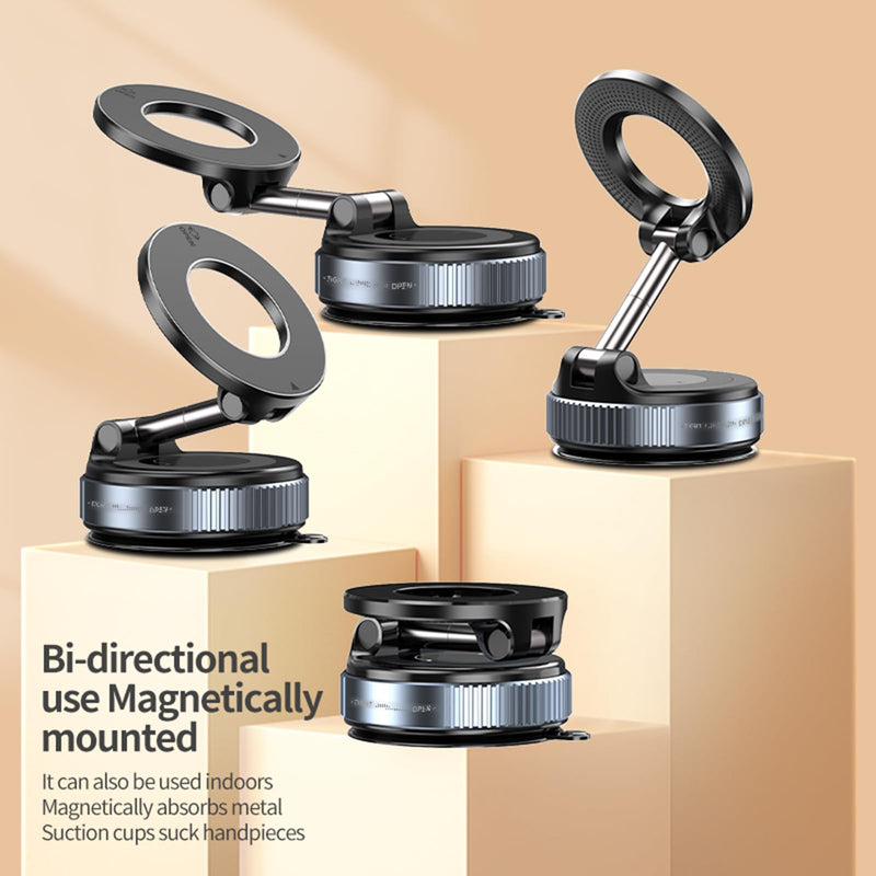 Vacuum Magnetic Phone Holder for Car Phone Holder 360° Adjustable Car Phone Mount for Magsafe Cell Phone Holders for Your Car for iPhone 16 Pro Max 15 14 13 12 Plus & Android (Black) Black