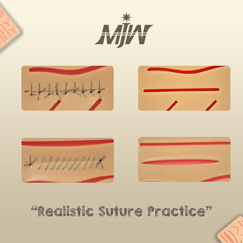Suture Practice Pad 3 Layer 14 Wound 5x7" with Silicon Thread Durable Silicon Skin Suture Pad to be Used by Students for Training and Practice of Medical | Veterinarian Students and Nurses Pad + Thread