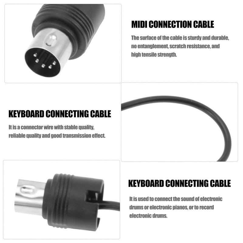 Mikinona Sound Card Transmission Accessories Professional Instrument Cable midi Cable Adapter Instrument MIDI Cables 3ft 5 pin din midi Cable Right Angle bass Cable Accessories Plastic 100x3.2cm Black