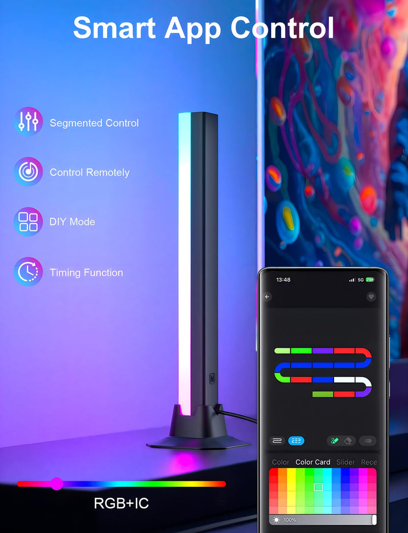 [AUSTRALIA] - RGB Light Bar, RGB IC LED Light Bar, Music Sync USB Powered, Color Changing Ambient Lighting for Gaming TV Desk Monitor PC Party, 2 Pair 