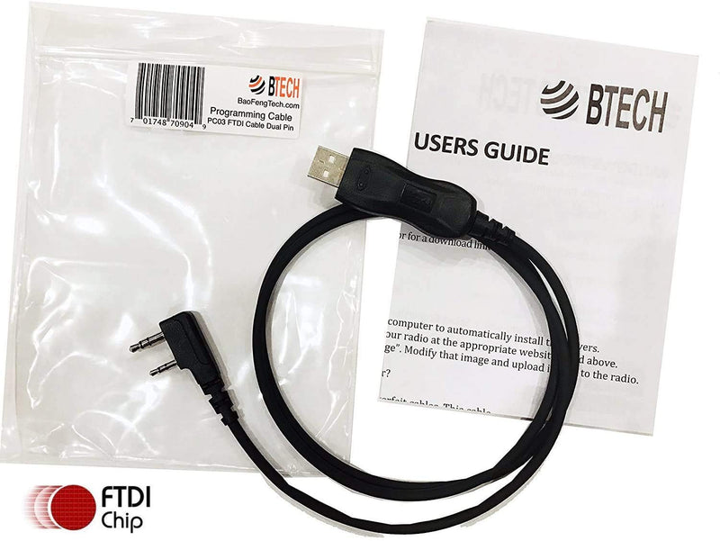 BTECH PC03 FTDI Genuine USB Programming Cable for BTECH, BaoFeng, Kenwood, and AnyTone Radio