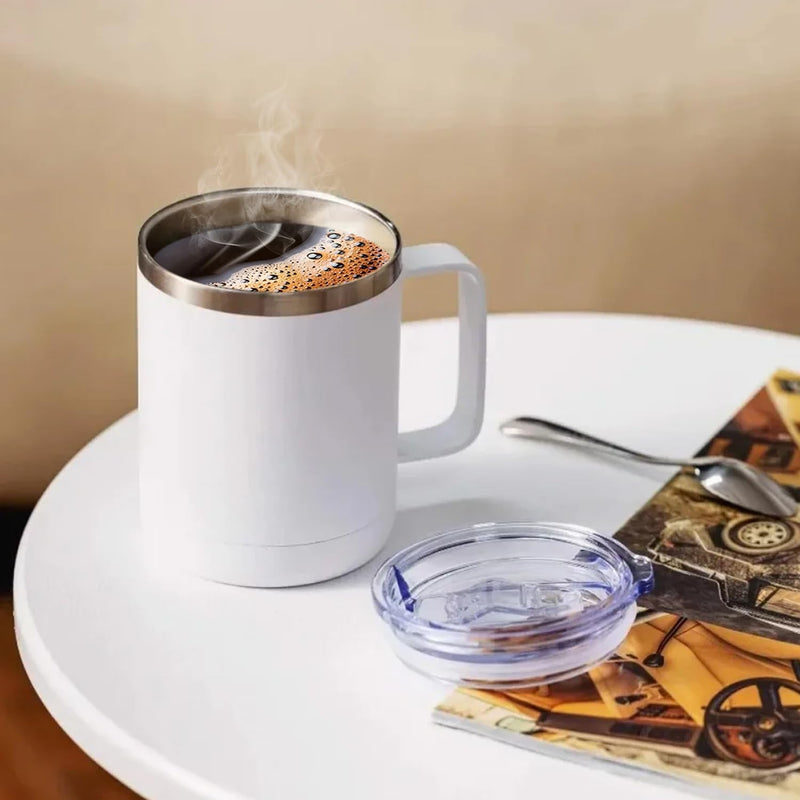 Self Heating Coffee Mug Warmer, 12oz Smart Mug Automatic Shut Off, USB Rechargeable Heated Coffee Mug with Lid for Travel/Office/Home