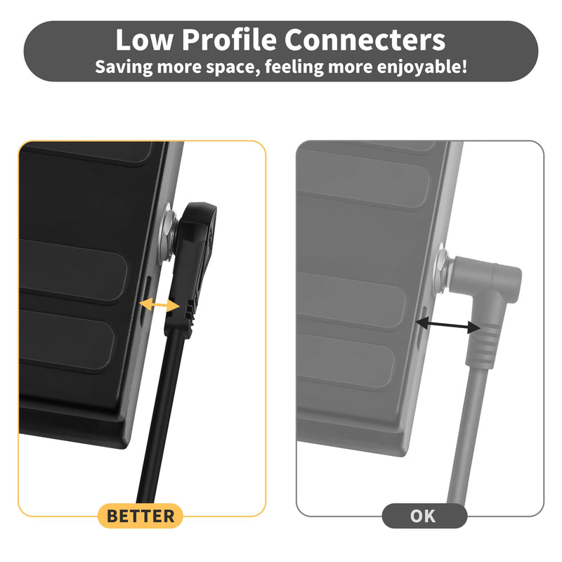 18 Inch Guitar Patch Cables, 45 cm Black Guitar Pedal Cable Effect Cable Cord, 1/4" inch TS Low Profile Right Angle Patch Cable for Guitar Effect Pedal 45CM C-style