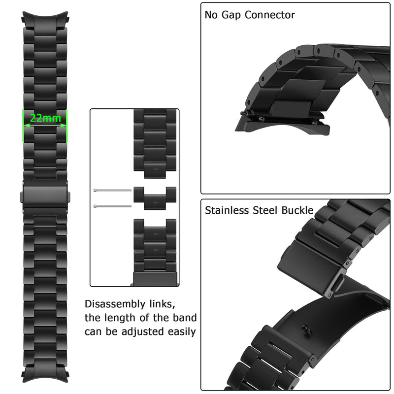 Anlinser Titanium Bands Compatible with Samsung Galaxy Watch 7/6/5/4/FE Band 44mm 40mm, for Galaxy Watch 6 Classic 47mm 43mm/5 Pro 45mm, No Gap Lightweight Metal Strap for Women Men (Black) Black