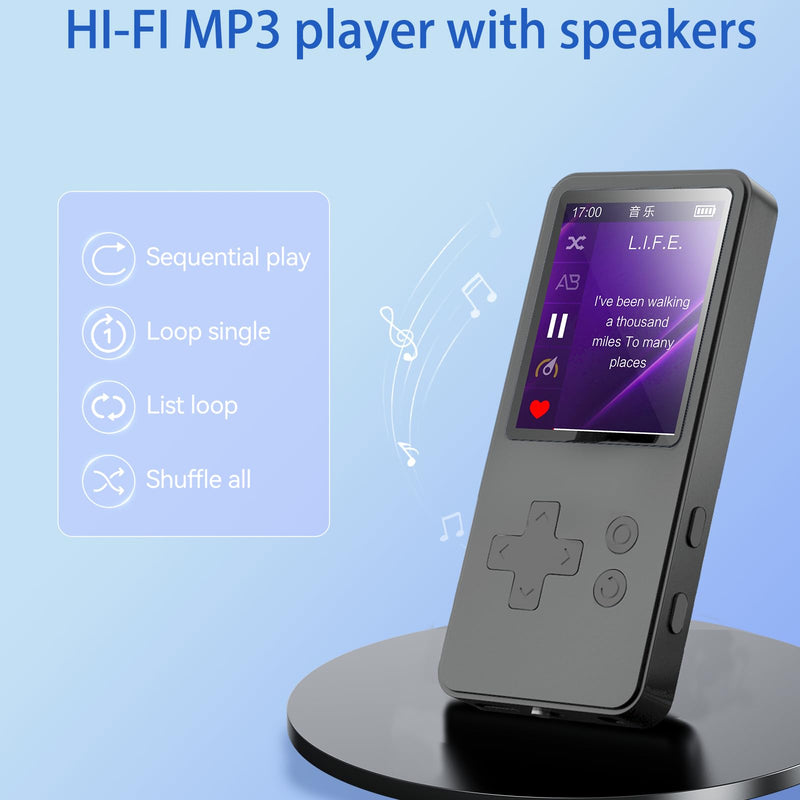 [AUSTRALIA] - 32GB MP3 Player with Bluetooth 5.2, 1.8 inch Screen Portable Music Player for Kids, with Built-in HD Speaker, FM Radio, HiFi Sound, Voice Recorder, Supports Expanded Up to 256GB(Gary) Gary 32GB 