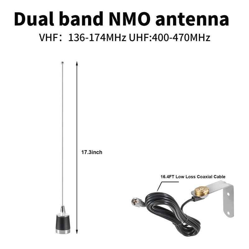 [AUSTRALIA] - 2 Meter & 70cm UHF VHF Dual Band 144/430MHz NMO Mount Antenna with 16.5 FT UHF PL259 Male Plug Kit for Trunk Vehicle Car Transceiver Two Way Radio, Eifagur NMO Antenna Kit 