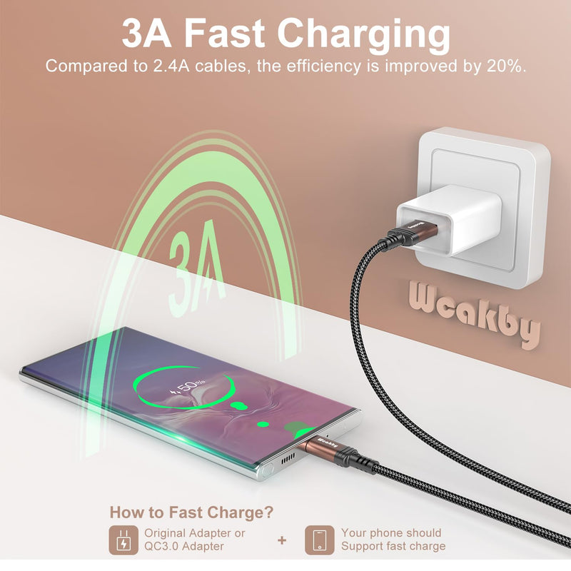USB to USB C Fast Charging Cable 3.1A [2 Pieces 3 m] | Samsung Charging Cable for iPhone 16/15 Pro Max, Samsung Galaxy S24/S23/S22, Note, A71/A55/A52, Pixel, LG, Moto & More 3 m + 3 m Golden Brown