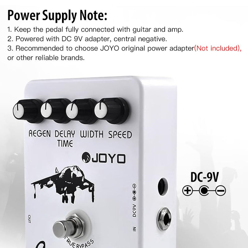 JOYO Flanger Effect Pedal Achieve Metallic Flanger Sounds & Rapid Tremulous Vibrato for Electric Guitar Effect - True Bypass (JF-07) White