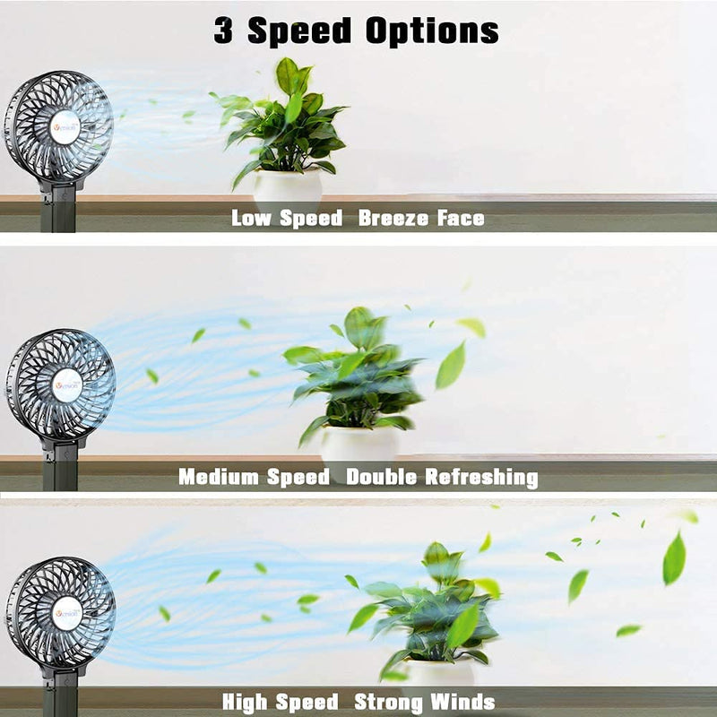 VersionTECH. Mini Handheld Fan, USB Desk Fan, Small Personal Portable Table Fan with USB Rechargeable Battery Operated Cooling Folding Electric Fan for Travel Office Room Household Black
