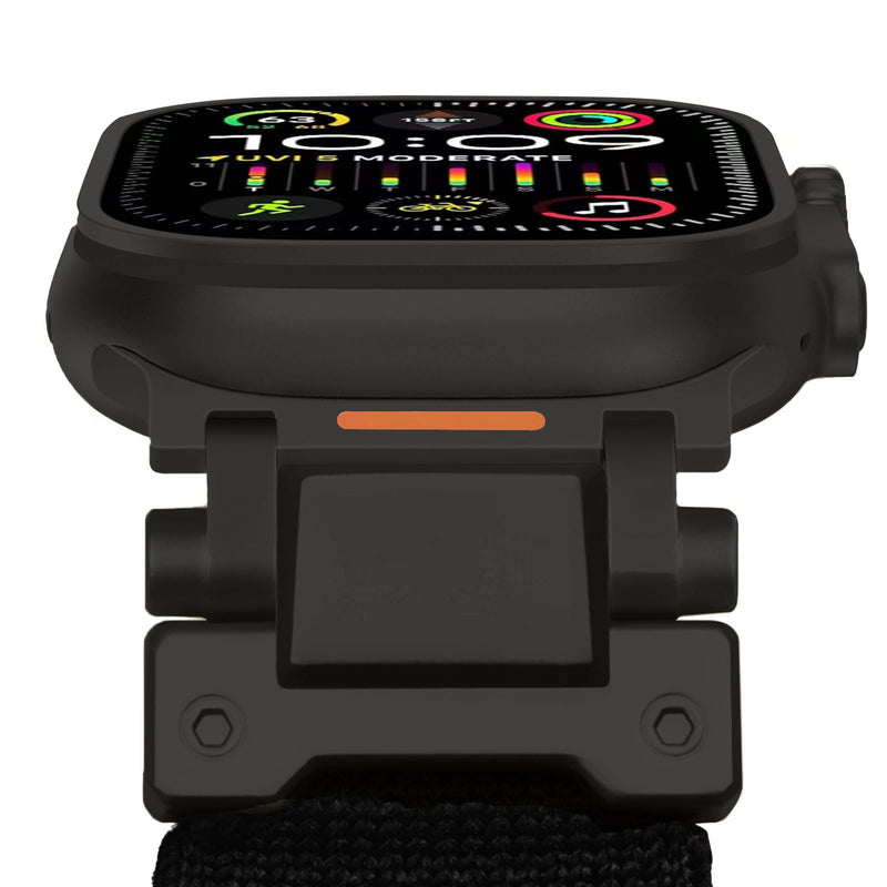ACESTAR Titanium Clasp Titanium Connectors Tricot Band Compatible with Apple Watch Ultra 2 / Ultra 49mm / Series 10 46mm, DLC Coating Ti Trail Series 39g 26mm Wide Knitted Textile Band 49mm/46mm/45mm/44mm Black/Black
