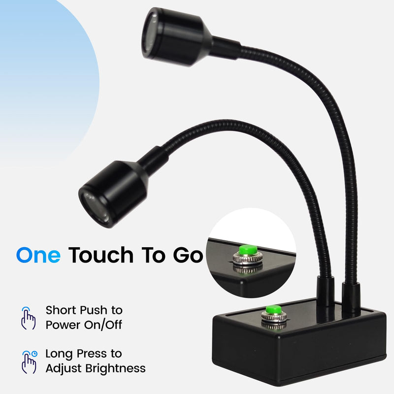 Microscope Articulated Arm Stand Gooseneck Light Set, Dual Gooseneck Spot Light C Mount Lens Holder 26mm-52mm Adjustable Clamp, HDMI USB Camera Lens Electronic Soldering Repairing Stand (Spotlight) Gooseneck SpotLight