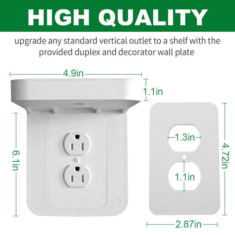Outlet Shelf Holder, Bathroom Decor with Built-in Cable Management,A Space Saving Solution for Homepod Mini,Google Home/Echo/Smart Speakers/Electric Toothbrush/Cell Phone (Standard) Standard