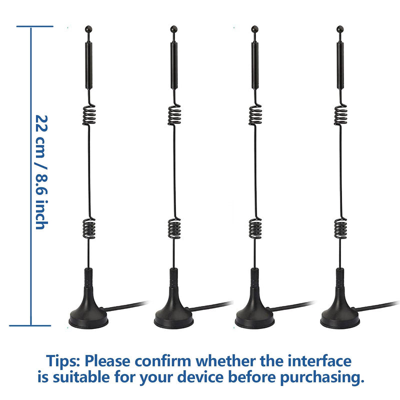 Bingfu Dual Band WiFi 2.4GHz 5GHz 5.8GHz 9dBi Magnetic Base MIMO RP-SMA Male Antenna 4-Pack for WiFi Router Wireless Network Card USB Adapter Security IP Camera 4-Pack [RP-SMA] Male Antenna