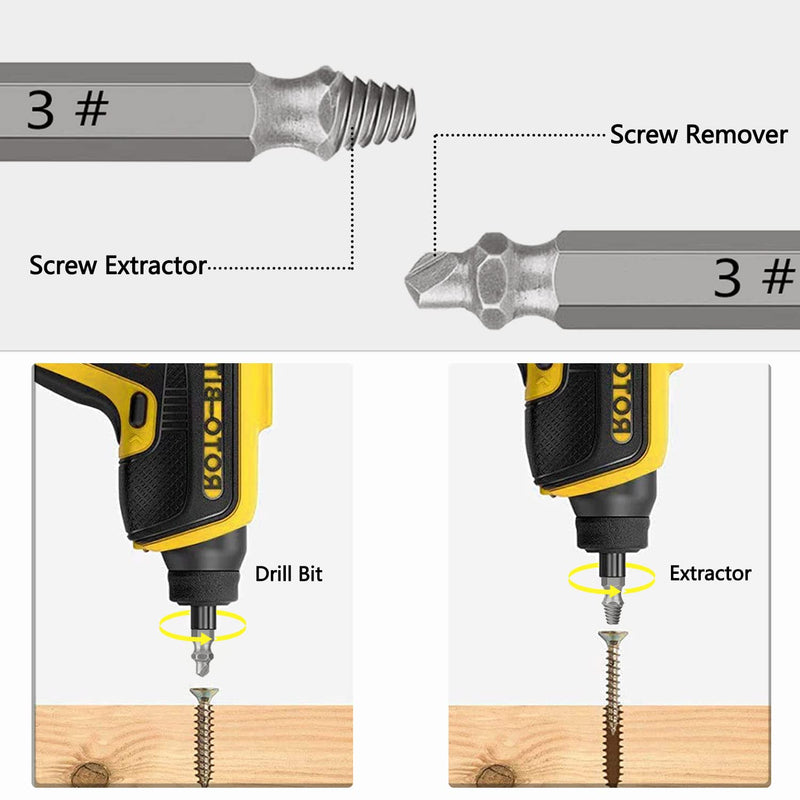 Screw Extractor, 6 Pieces, Damaged Screw Remover, Extractor, Damaged Screw Remover, Guide Set for Quick Drill for Robbed or Damaged Screws