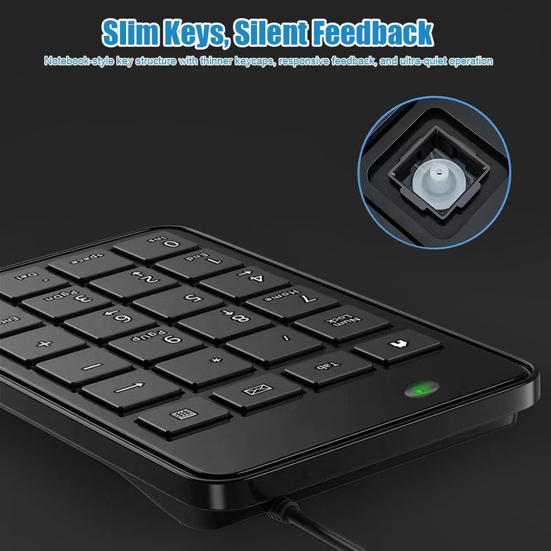[AUSTRALIA] - Wired 10-Key USB Keypad Number Pad – Portable Numeric Keypad Keyboard for Laptop, PC and Desktop | Computer Accessories Numpad for ChromeBook Surface Notebook MateBook - Essential Office Data Entry 