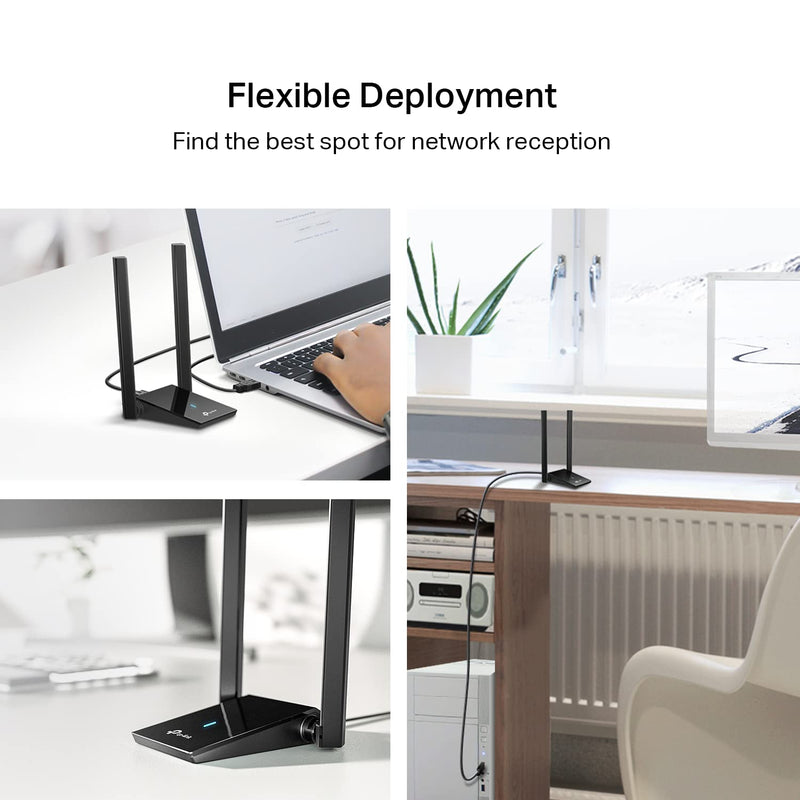 TP-Link USB WiFi 6 Adapter for Desktop PC,AX1800 Dual Band PC WiFi Antenna | USB Wireless Network Adapter with 2.4/5GHz, High Gain 5dBi Antenna, WPA3, MU-MIMO Supports Windows 11/10 (Archer TX20U Plus) AX1800