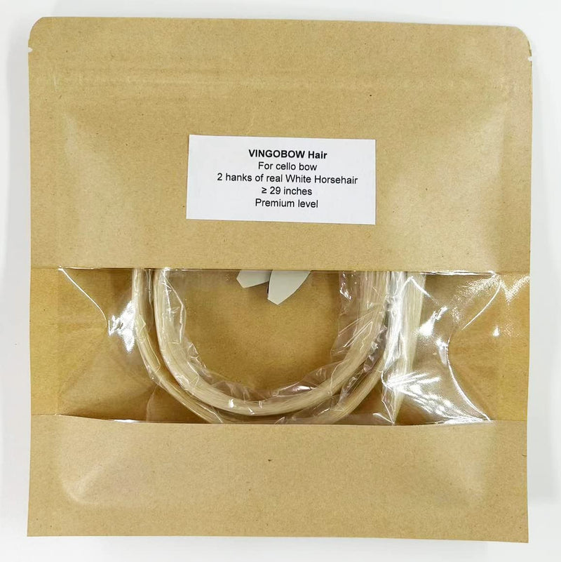 [AUSTRALIA] - Premium Mongolian Horse Hair for Cello Bow Unbleached, White 29'' Music Instrument Accessories(2 Hanks) 