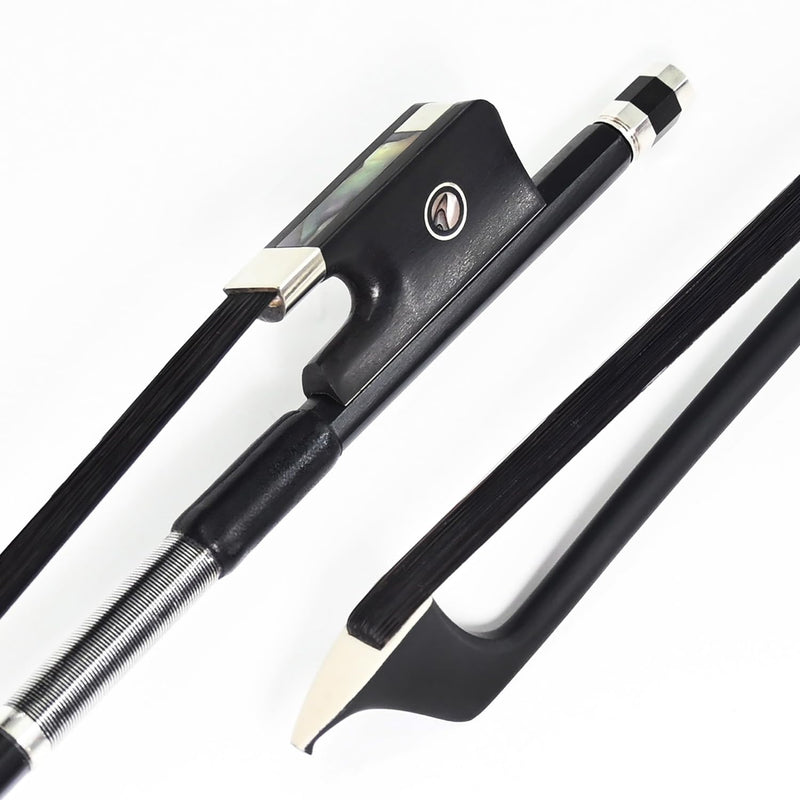 Carbon Fiber Cello Bow 1/4 Size VINGOBOW 100CB Quarters for Professional Player Parisian Eyes Ebony Frog Unbleached Mongolian Black Horse Hair Pernambuco Performance Powerful and Wild Tone