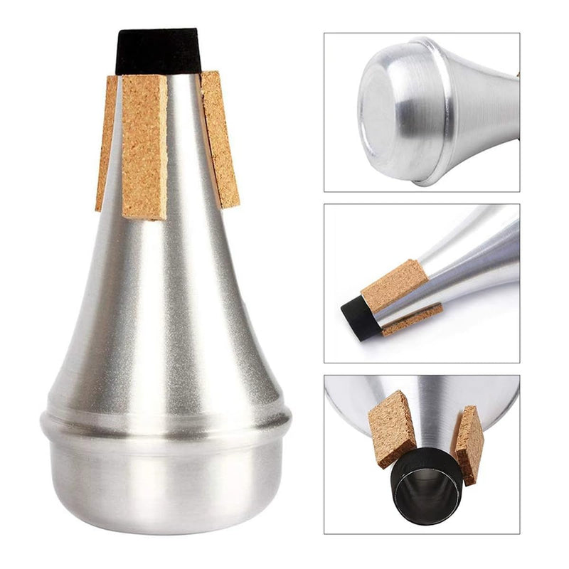 [AUSTRALIA] - 3 Pack Trumpet Mouthpiece (3C 5C 7C) with Lightweight Aluminum Practice Trumpet Mute Silencer Fit for Yamaha Bach Conn King Replacement Musical Instruments Accessories, Silver 