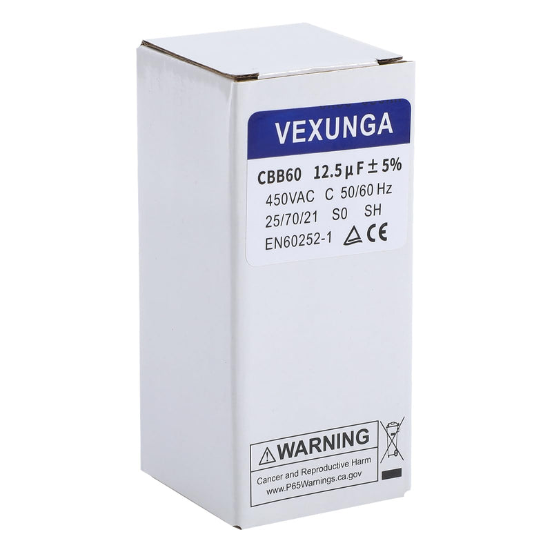 CBB60 Capacitor 12.5uF 450V AC Run Capacitors 450VAC 12.5 µF 12.5MFD SH Start Motor Capacitor 50/60Hz ±5% 40x70MM with Wire for Air Compressor