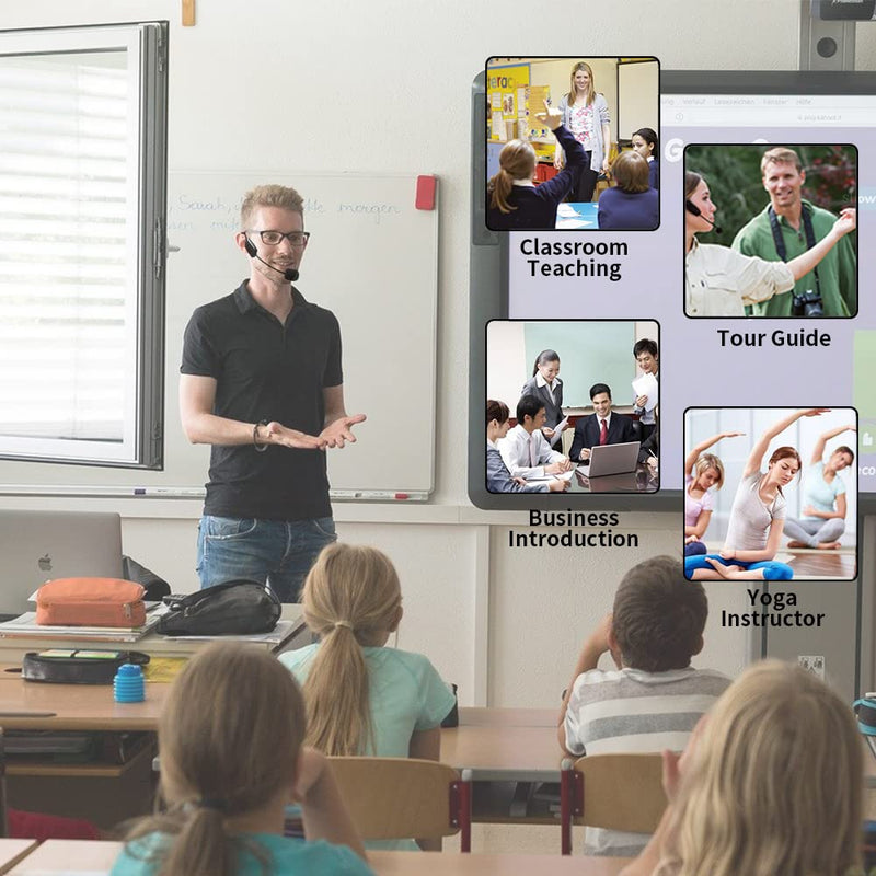 [AUSTRALIA] - Wireless Microphone System for 2 People, 2.4G Dual Wireless Headset Mics Ideal for Speakers, Voice Amplifier, PA System, Teacher, Tour Guides, Fitness Instructor 