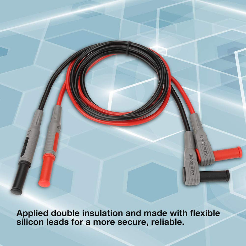 Multimeter Probe Test Cable, P1033 4 mm Test Leads, Banana Plug Test Lead, Angle to Straight Multimeter Wire Cable, Test Leads for Multimeter