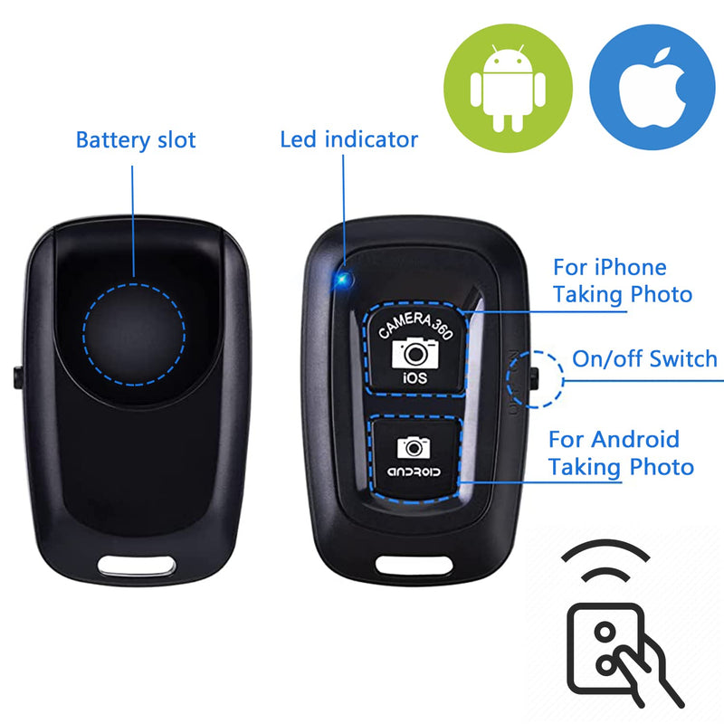 Cellphone Clicker, Camera Remote Control(2 Pack) for Photos & Videos, Wireless Camera Remote Shutter Compatible with iPhone/Android Phone/iPad/Tablets with Adjustable Wrist Strap Black-Black