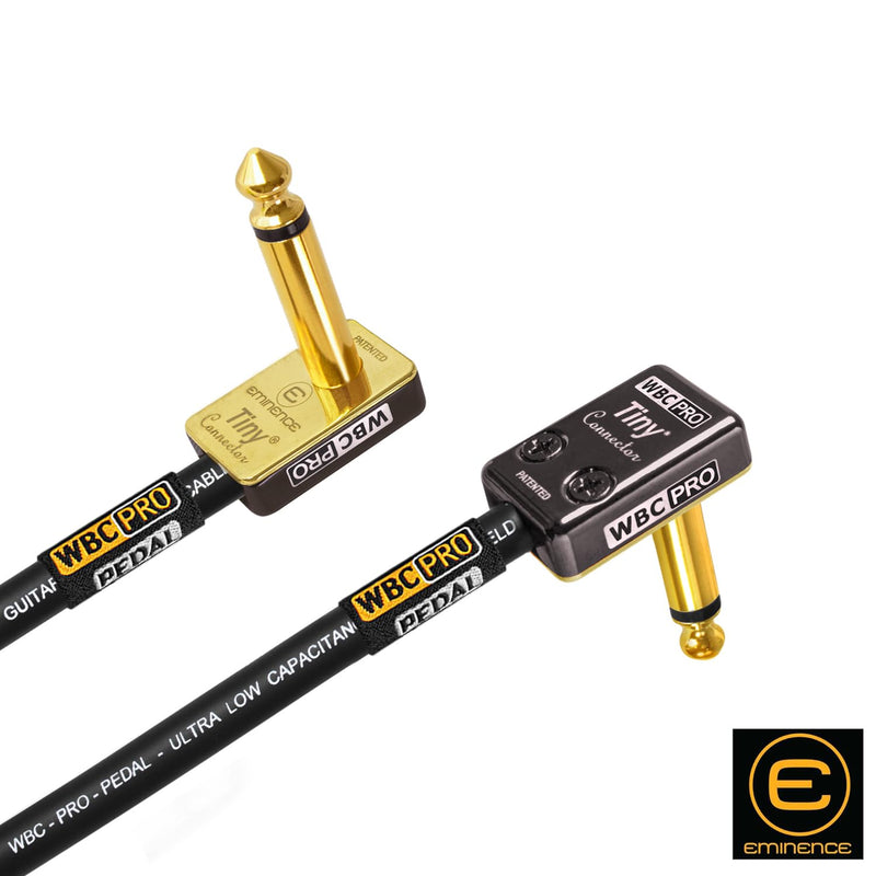 2 Units - 12 Inch - WBC-PRO-Pedal – 22 AWG - Low-Cap (18pF/ft) – Pro-Grade – Graphite-Based - Dual-Shielded Pedal, Effects, Patch, Instrument Cable with Eminence Tiny Gold Plated Angled TS Connectors