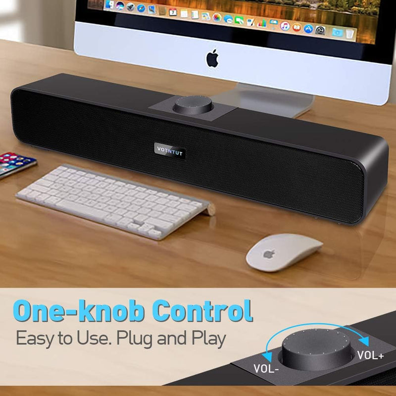 [AUSTRALIA] - Computer Speakers with 3.5 mm Aux, Small PC Speakers Powered by USB, Wired USB Desktop Speaker, USB Soundbar for Monitor, Mini Stereo Speaker for PC, Tablets, Laptop, Tablets, Xbox, Plug and Play USB+3.5mm 