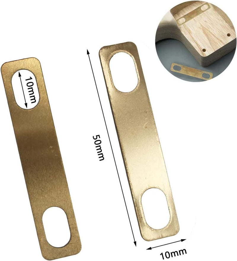 Guitar Neck Shims Brass 10PCS Includes 4Pcs 0.2mm, 4Pcs 0.5mm and 2Pcs 1mm Thickness for Guitar Bass Bolt-on Neck Repair Brass Shims Gold