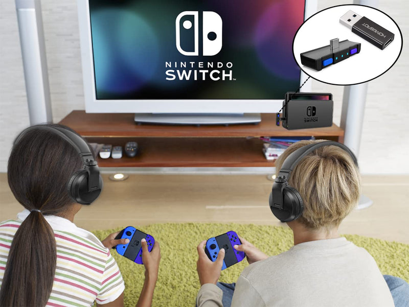 HomeSpot Bluetooth 5.0 Audio Transmitter Adapter with USB C APTX Low Latency for Nintendo Switch Compatible with AirPods PS5 Bose Sony BT Headphones The Legend of Zelda Theme Azure Blue & Ultra Violet