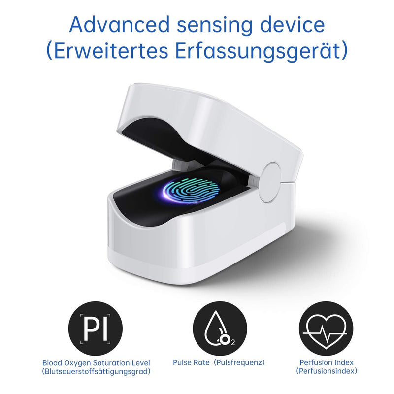 Finger Pulse Oximeter with Alarm, Ideal for Quick Oxygen Saturation (SpO2) Results, OLED Display, Simple Pulse Monitor for Adults, White YMB201