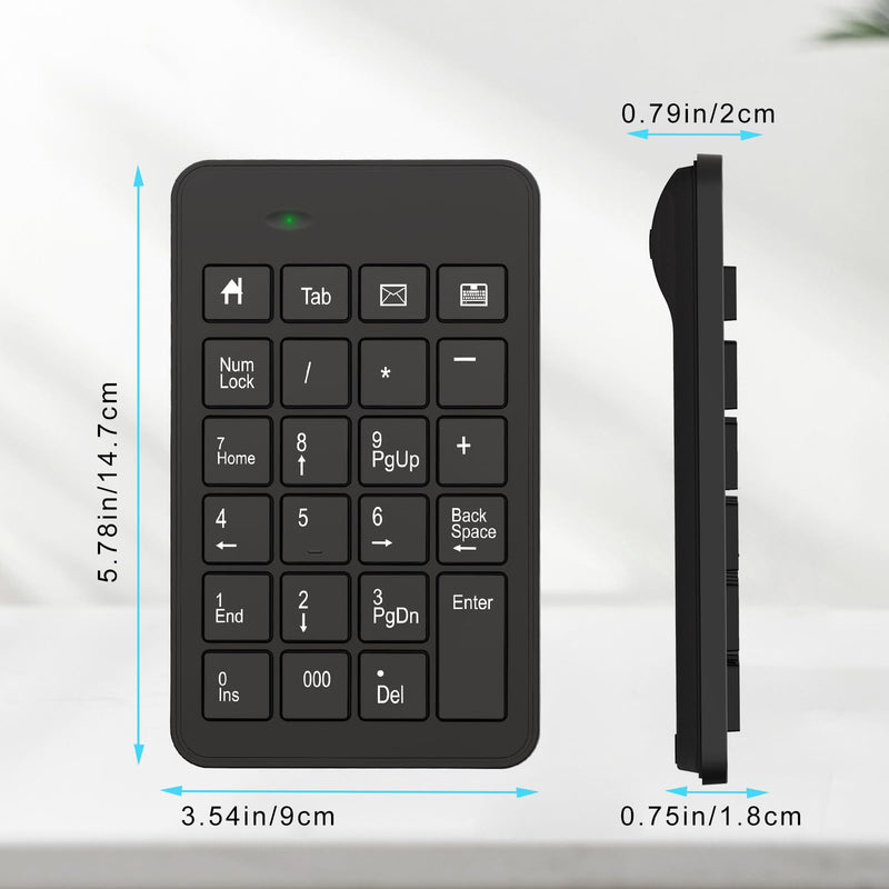 [AUSTRALIA] - Wireless Number Pad with Battery, Enhanced Efficiency with 23 Keys Numeric Keypad Upgraded Version of 10 key USB Keyboard Financial Accounting Numpad for Laptop, PC, Notebook, Desktop,Surface Pro 2.4GWireless 