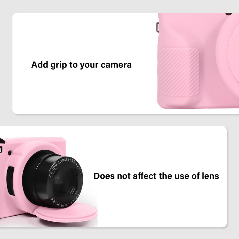 [AUSTRALIA] - G7X III Case for Canon Powershot G7X Mark III Digital Camera, Soft Silicone G7X III Camera Case Accessories, Protective Case Cover for G7XIII G7X3 with Detachable Lens Cover - Pink 