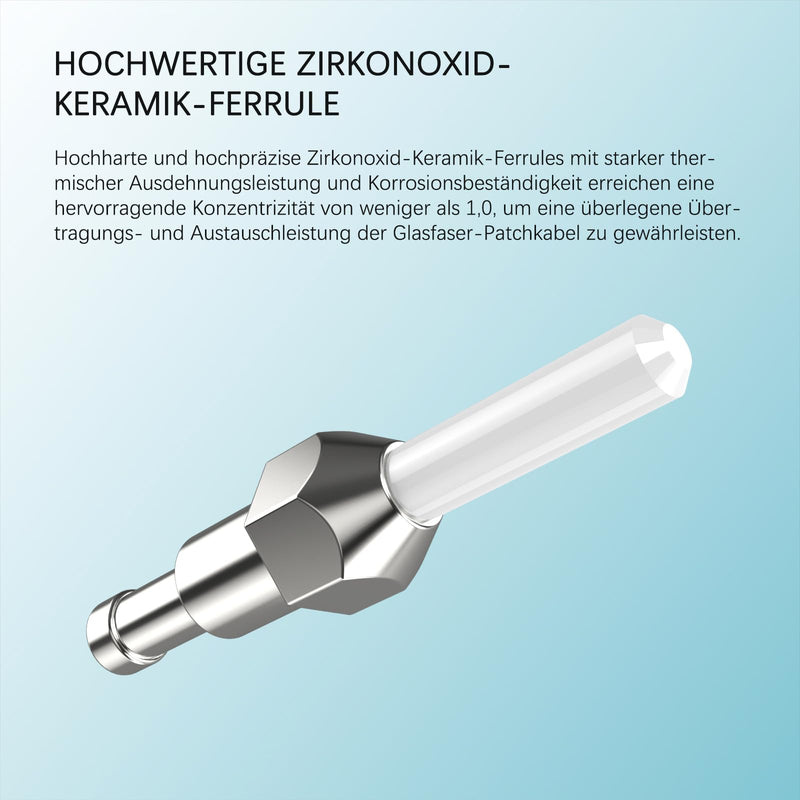 EMSECKO LC/APC to LC/APC Fibre Optic Cable, 10 m OS2 Simplex 3.0 mm Plug, 9/125μm Patch Cable LSZH 8°, FTTH Fibre Optic Cable, White 10M