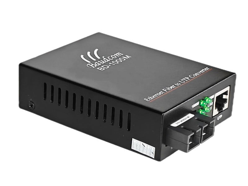 Gigabit SingleMode Fiber to Ethernet Media Converter, Dual SC Fiber, Up to 20KM,1000Base-LX to 10/100/1000Base-Tx Gigabit SMF Fiber SC to Copper RJ45 Ethernet Converter - 1 Unit