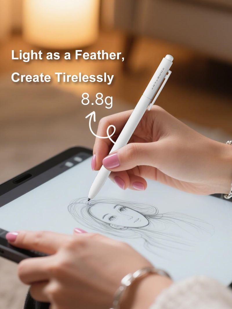 EMR Stylus Pencil for Remarkable 2/1, 4096 Pressure Sensitivity, Palm Rejection, Tilt Function, No Charging, Digital Pen for Kindle Scribe/BOOX Onyx/Samsung/Wacom EMR Devices, White with 2 Tips