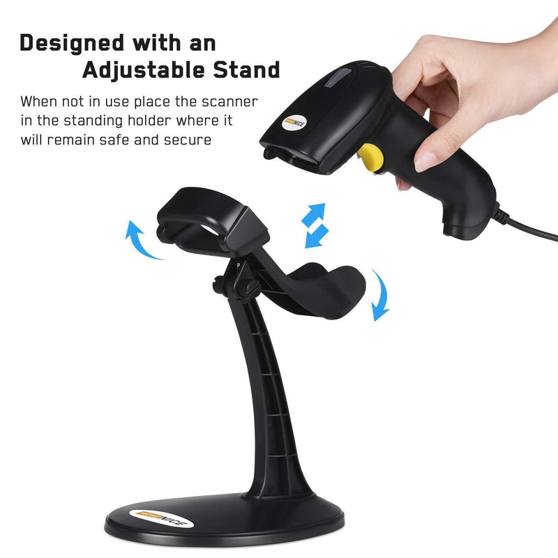 [AUSTRALIA] - WoneNice Barcode Scanner USB Laser Wired Handheld Bar Code Scanner Reader with Stand, Black 