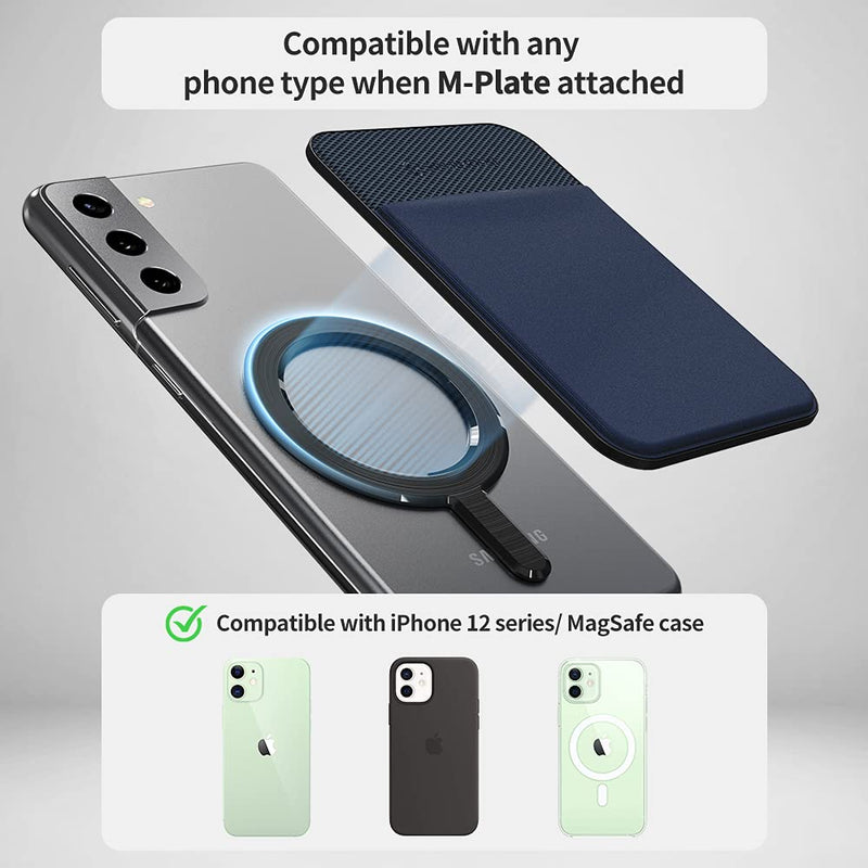 Sinjimoru Stretchy Magnetic Phone Wallet, Magnetic Card Holder for Back of Phone as Phone Wallet for MagSafe Wallet Compatible with iPhone 15 14 13 12 Series. M-Basic Black