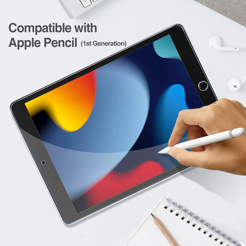 2 Pack Screen Protector for iPad 10.2 9th 2021/ 8th 2020/ 7th 2019, Tempered Glass Film for A2602/A2603/ A2270/A2428/ A2197/A2198/A2201 -Clear 2 Pack