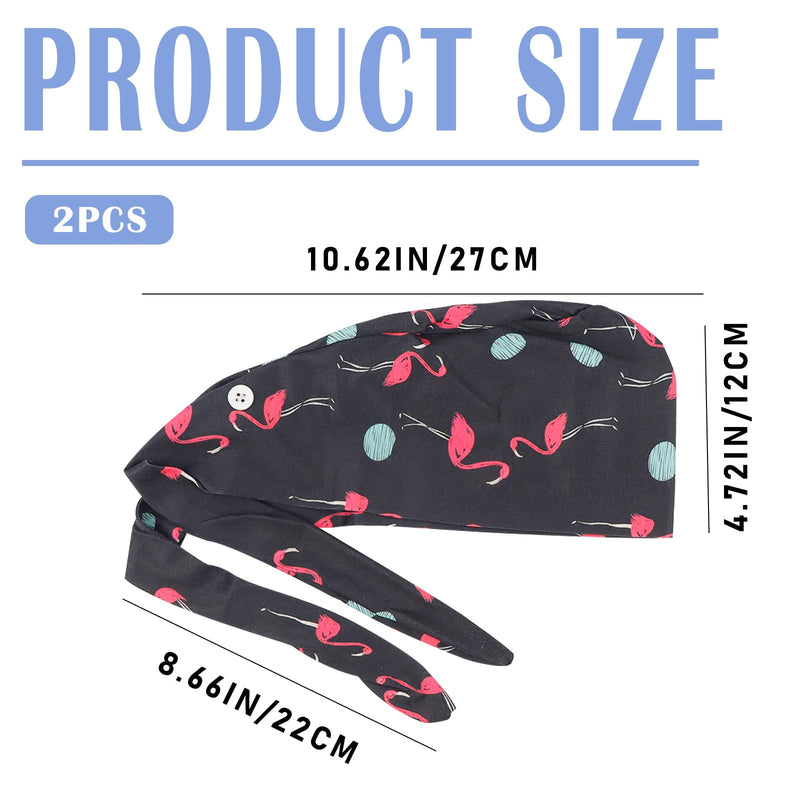 LNQ LUNIQI Women's Surgical Cap Fabric, Pack of 2 Adjustable Surgical Caps, Flamingo Surgical Headwear, Doctor for Dentist, Nurse, Anaesthesiologist, Surgery