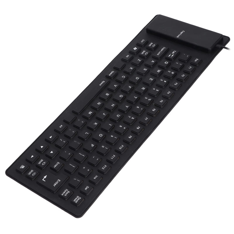 Roll-up Silicone Keyboard, Fully Sealed Silent Soft Keyboard Lightweight Portable USB Wired Keyboard 85 Keys Foldable Waterproof Flexible Keyboard(Black) black