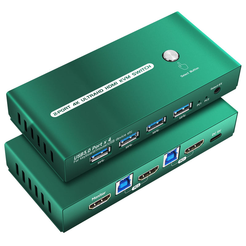 KVM Switch HDMI 4K 60Hz, 1 Monitor 2 Computers HDMI2.0 2*1
