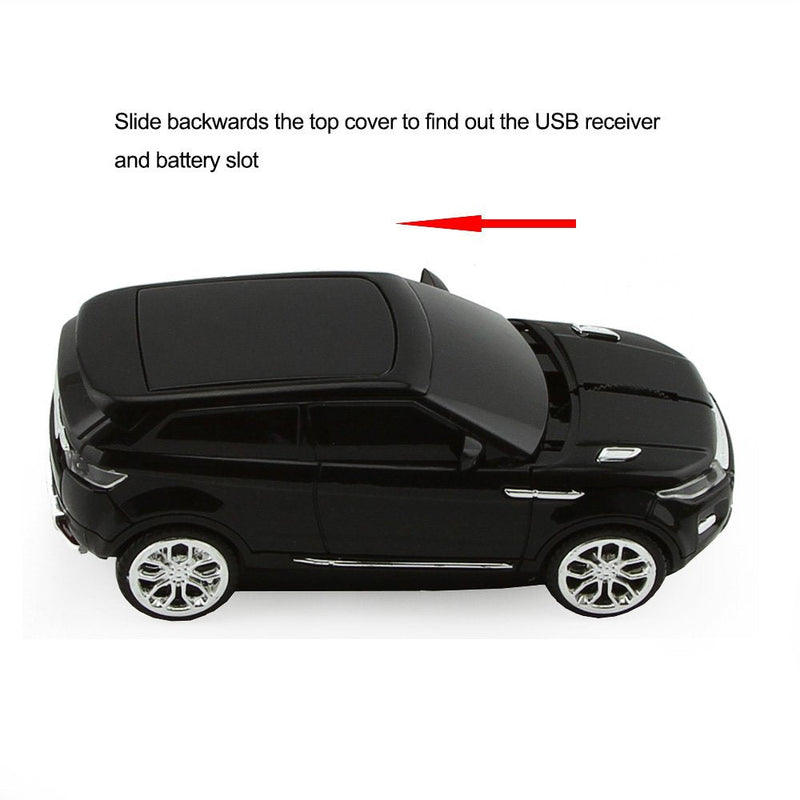 3C Light Car Mouse Wireless 2.4GHz Cool Sport SUV Car Shape Mouse Optical Mice 1600 DPI with USB Receiver Suitable for PC/Computer/Laptop (Black)