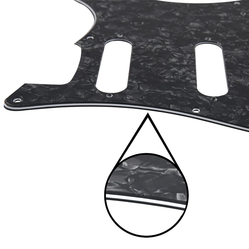 [AUSTRALIA] - 1Pcs Yootones 11 Hole Round Corner HSS Pickguard Guitar BackPlate Set with Pickguard Screws Compatible with USA/Mexican Stratocaster Strat Mounting Open Pickup (4Ply Black Pearl) 4Ply Black Pearl 