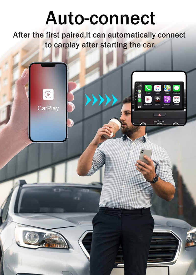 Wireless CarPlay Adapter, Plug & Play Converts Wired CarPlay to Wireless, Convert Wired to Wireless CarPlay Fit for Cars from 2015 & iPhone iOS 10+ (Black) AaBLACK