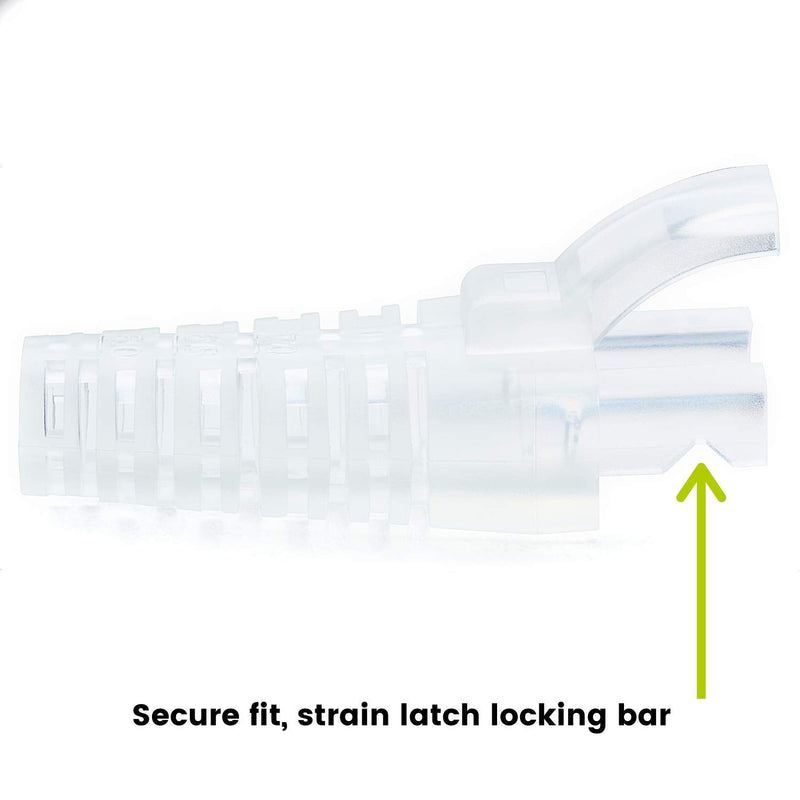trueCABLE RJ45 Strain Relief Boots, Large 5.5 to 7.0mm Cut-to-Fit PVC Plug Cover, Transparent, 100 Pieces (Pack of 4) 400